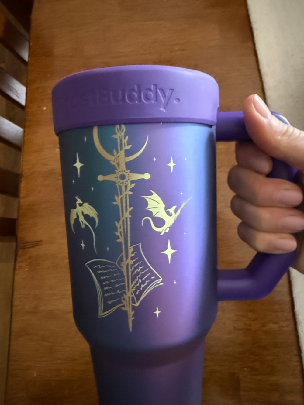 Frostbuddy 40oz Nebula Romantasy Theme Travel Tumbler with Handle - Picture 6 of 7